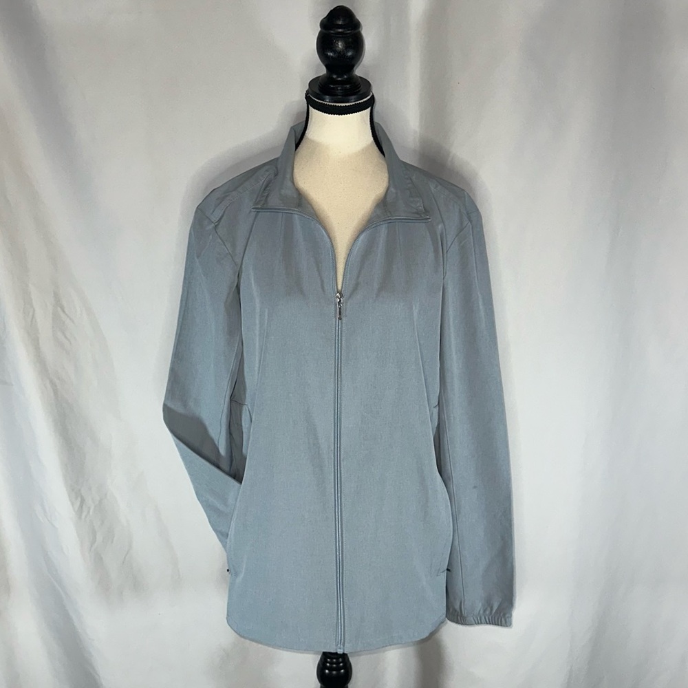 Hang Ten Jacket Women’s L Windbreaker Full-Zip Light Blue Athleisure UPF 50+